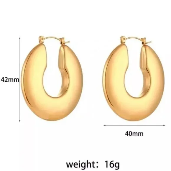 NEW HOLLOW HOOP 18K GOLD EARRINGS, NICE EARRINGS, CUTE EARRINGS. - Picture 6 of 7